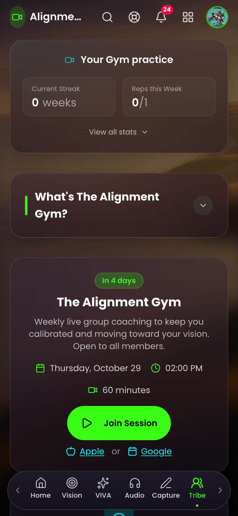 Alignment Gym, weekly and live