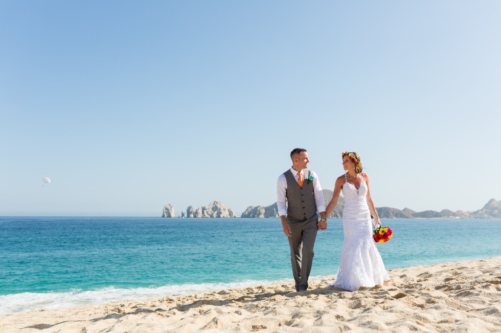 Jordan and Vanessa at their wedding in Cabo